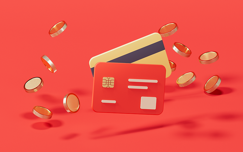 Bank card with 3d cartoon style